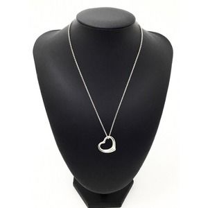 TIFFANY & CO Sterling Silver Medium Open Heart Pendant  Necklace
